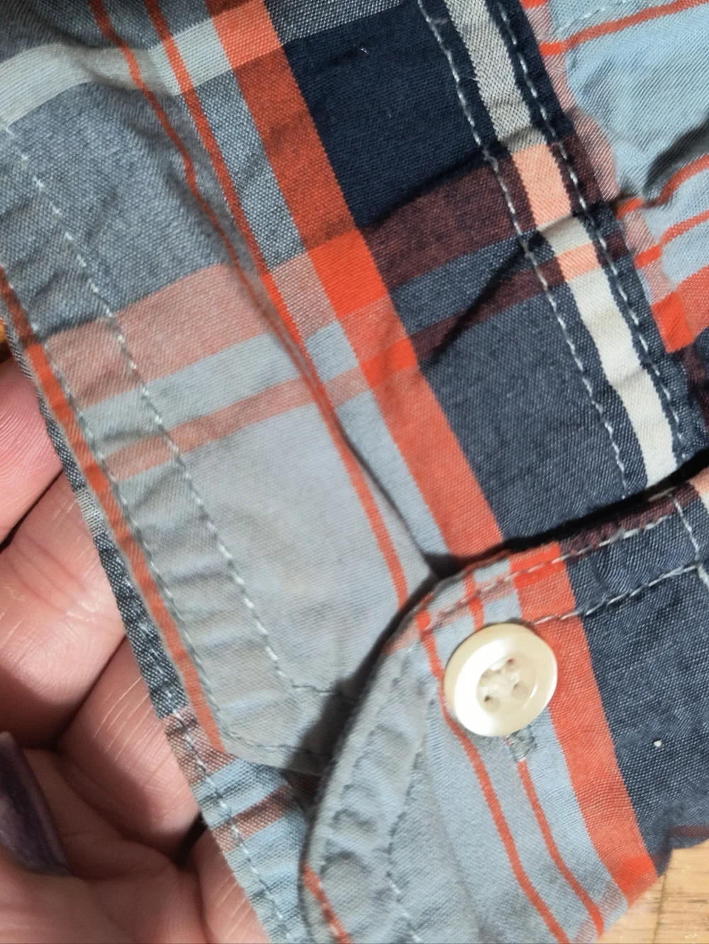 🔥 Bundle 2 For $7🔥 Wonder Nation Plaid Shirt, Boys XXL Youth 18,Orange/Blue